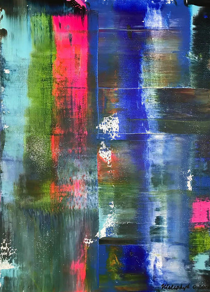 Acrylic painting Ultramarine Drive by Olga Melezhik with bold stripes