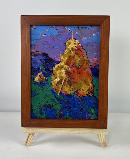 Oil painting Evening shadows on the path by Oleksiy Ivanyuk in wooden frame