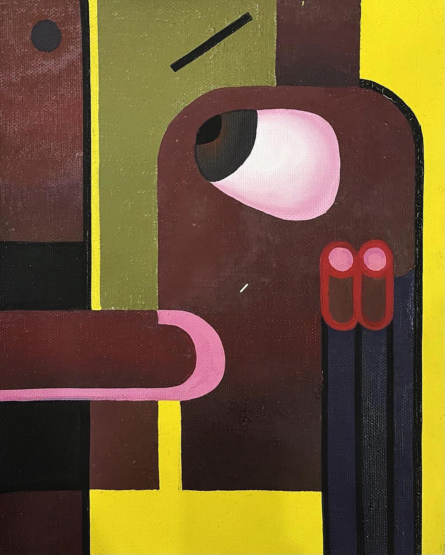 Oil painting Thoughts of Tenderness by Ihor Safonov with geometric shapes and pink eye