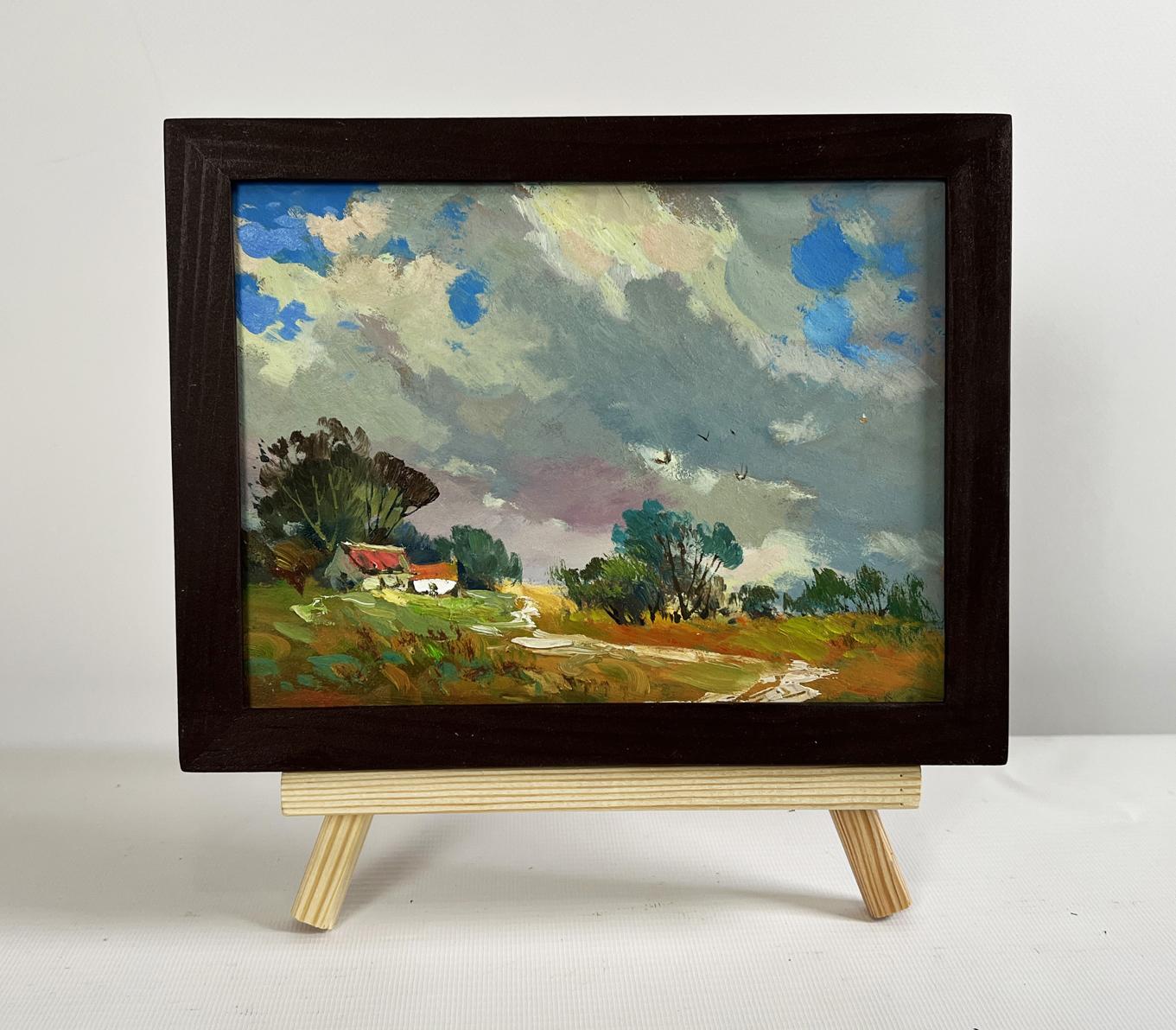 Framed oil painting The sky over the village was overcast by Yuriy Suprunchuk