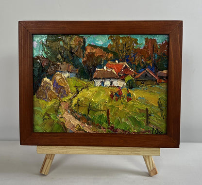 Oil painting After a walk home by Oksana Ivanyuk village scene