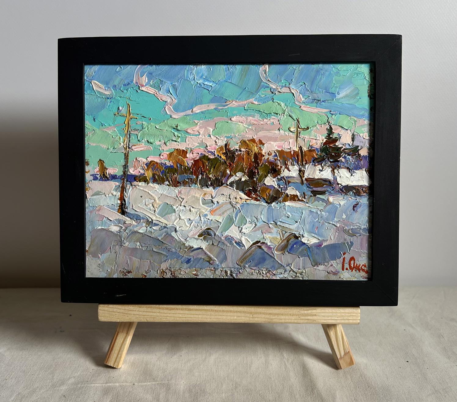 Framed impressionist Oil painting After the night snow storm by Oksana Ivanyuk