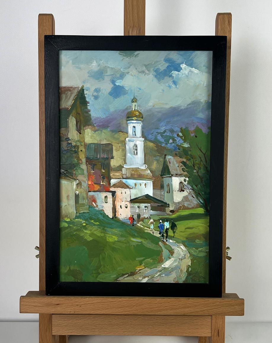 Oil painting A visit to a village church by Yuriy Suprunchuk