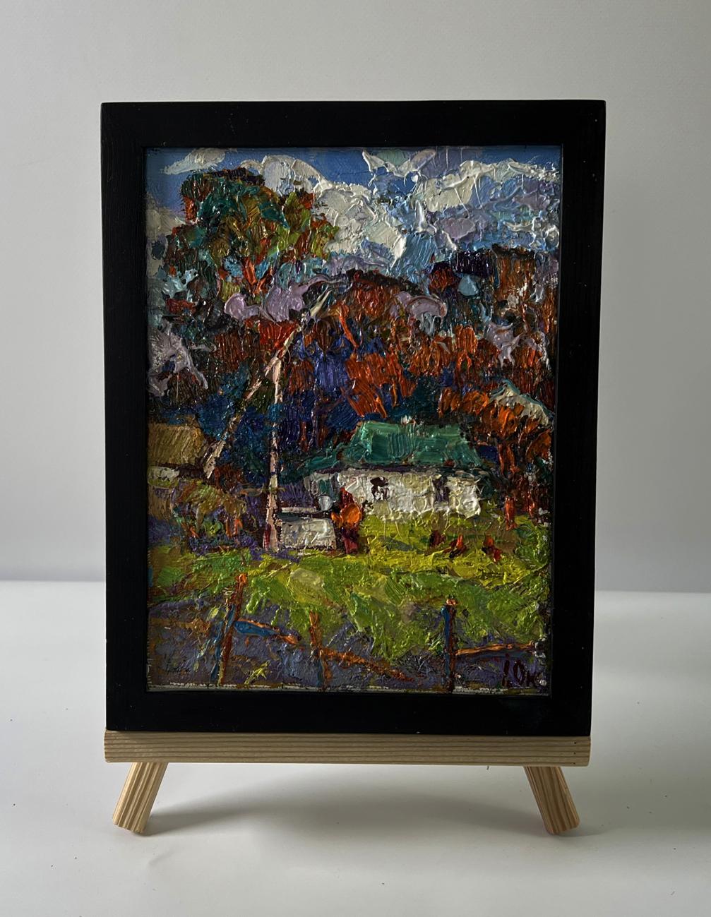 Oil painting Country day near the well by Oksana Ivanyuk autumn landscape