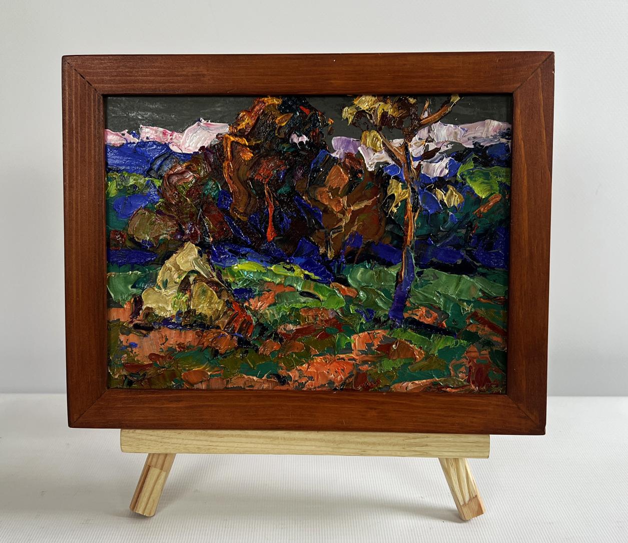 Oil painting Outside the village by Oleksiy Ivanyuk in wooden frame