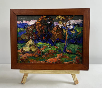 Oil painting Outside the village by Oleksiy Ivanyuk in wooden frame