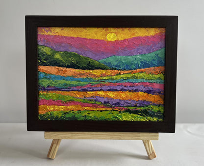 Oil painting The sun in the embrace of the mountain by V. Zadorozhnya
