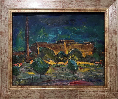 Oil painting Night Istanbul by Oleksandr Andreev, rustic gold frame