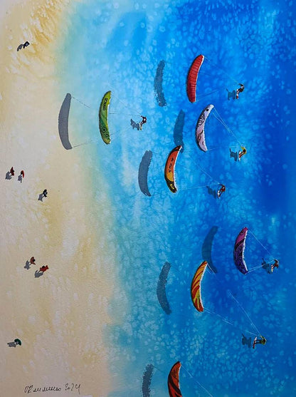 Watercolor painting Windy Day Olena Klimenko