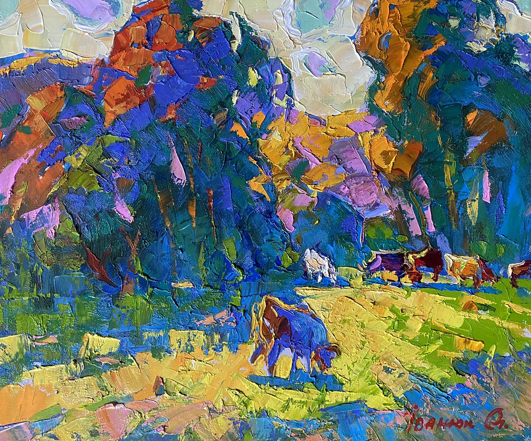 Vibrant impressionist oil painting On the edge of the forest by Oleksiy Ivanyuk