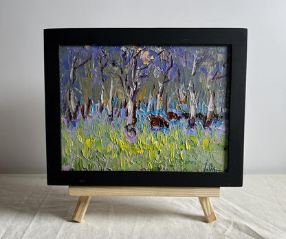 Framed Oleksiy Ivanyuk oil painting Early spring meadows in bloom forest scene