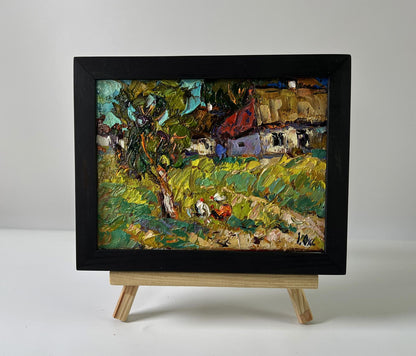 Oil painting Chickens in a village yard by Oksana Ivanyuk, impressionist style