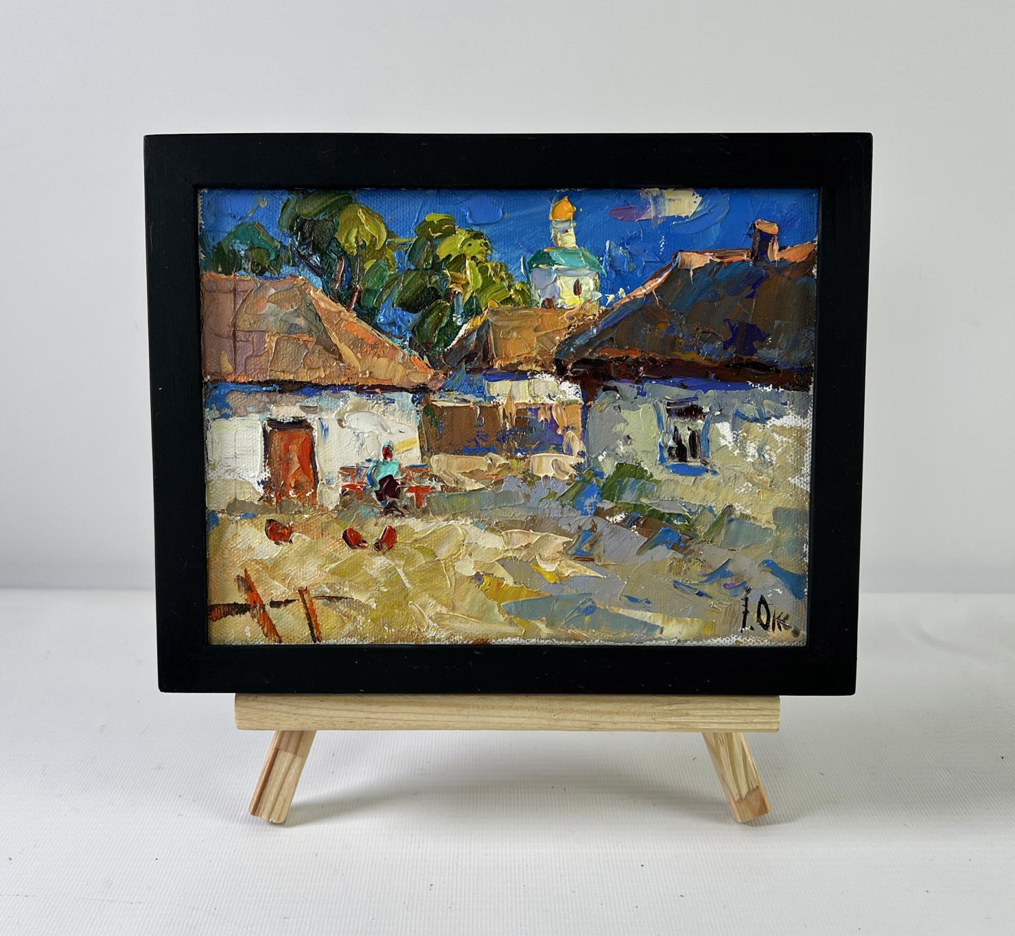 Oil painting Warmth in the Yard by Oksana Ivanyuk village scene