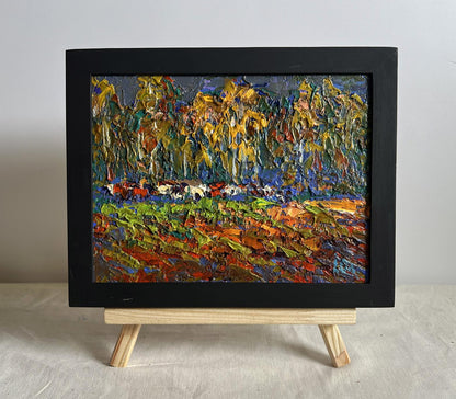 Oil painting Autumn yellow forest by Oleksiy Ivanyuk, vibrant pastoral scene