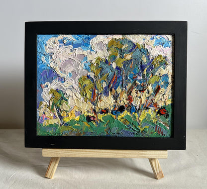 Oil painting Green rustle of grass by Oleksiy Ivanyuk in black frame