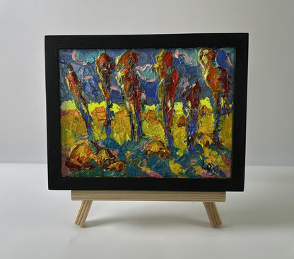 Oil painting Evening trees by Oleksiy Ivanyuk in black frame