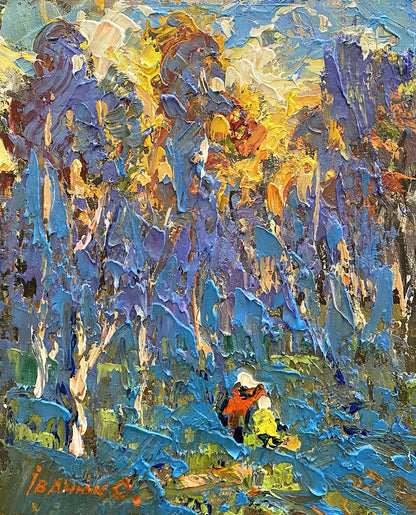 Vibrant Morning Frost oil painting by Oleksiy Ivanyuk with bold blue brushstrokes