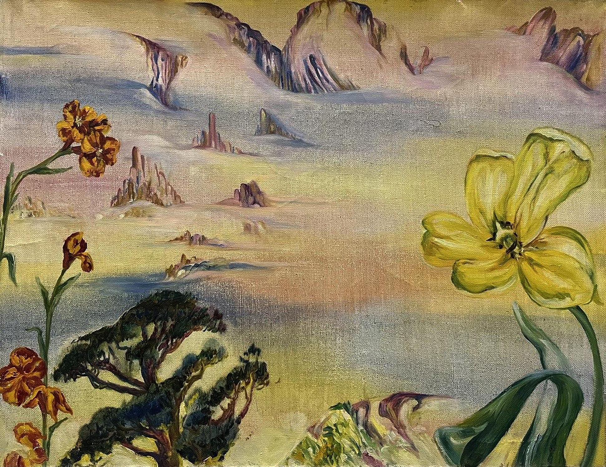 Vibrant yellow tulip in Valentina Polyanitsyna oil painting A story about beauty