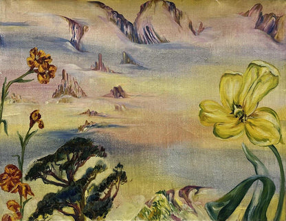 Vibrant yellow tulip in Valentina Polyanitsyna oil painting A story about beauty
