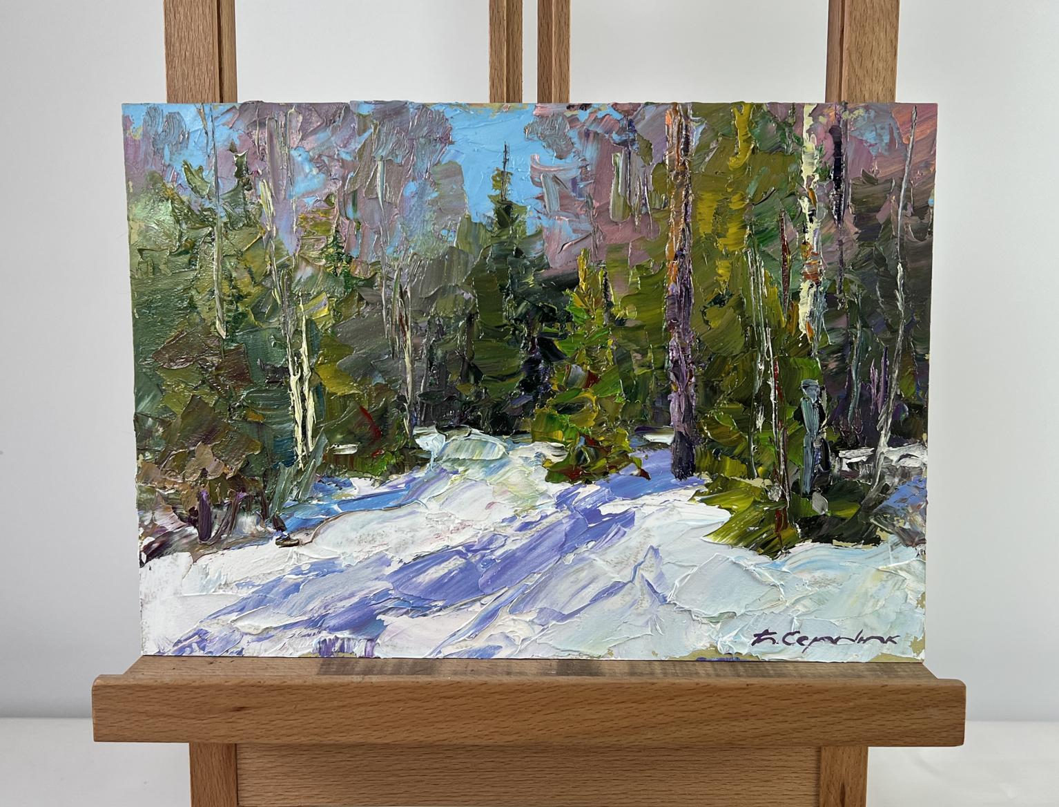 Vibrant oil painting Winter fairy tale in snowy forest by Boris Serdyuk