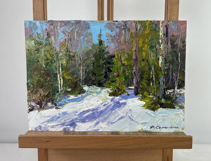 Vibrant oil painting Winter fairy tale in snowy forest by Boris Serdyuk