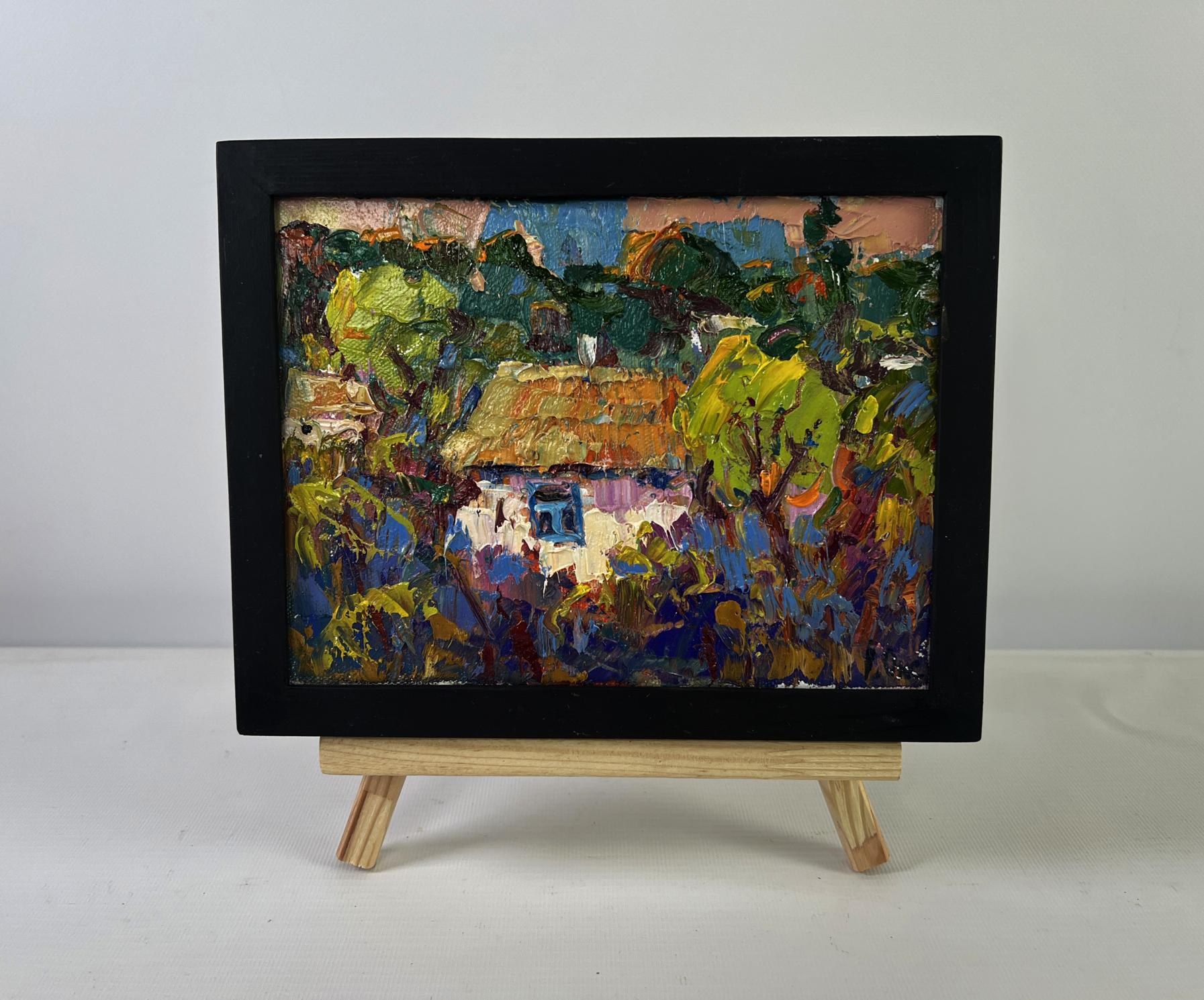 Oil painting Hope breaks through the clouds by Oleksiy Ivanyuk in black frame