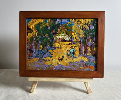 Oil painting Alley in the autumn park by Oleksiy Ivanyuk in wooden frame