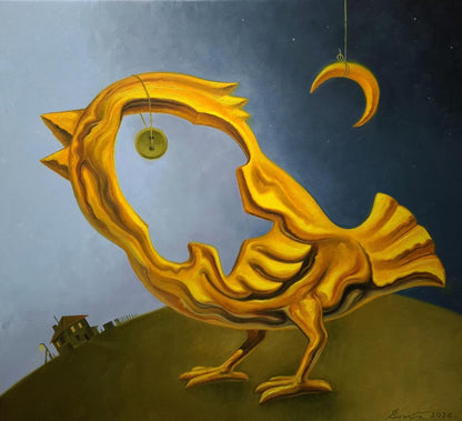 Oil painting Golden Chicken Sergey Voichenko