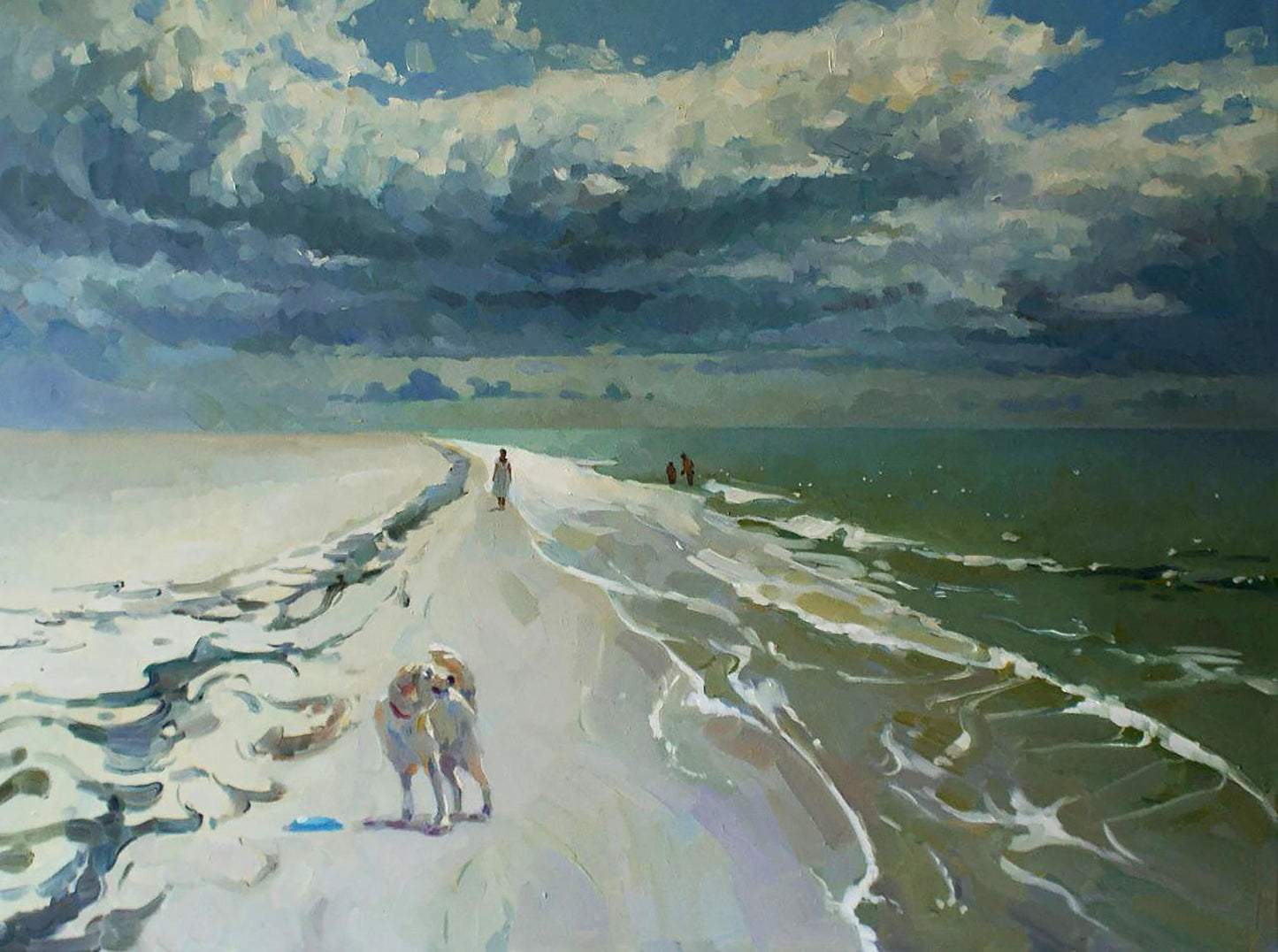 Oil painting Near the Sea by Anastasia Yaroshevich: serene beach scene
