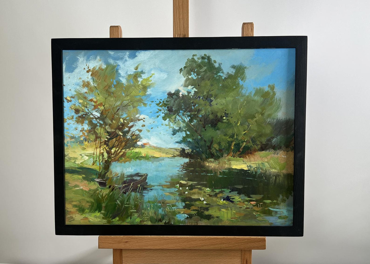 Oil painting A secluded place in nature by Yuriy Suprunchuk in black frame