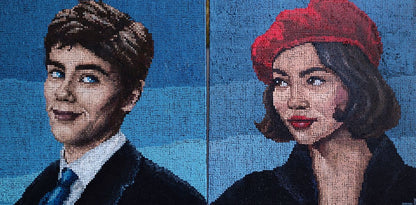 Oil painting portrait of young couple Oksana Sklym textured tapestry