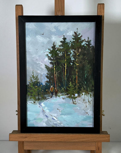Oil painting A walk through the winter forest by Yuriy Suprunchuk