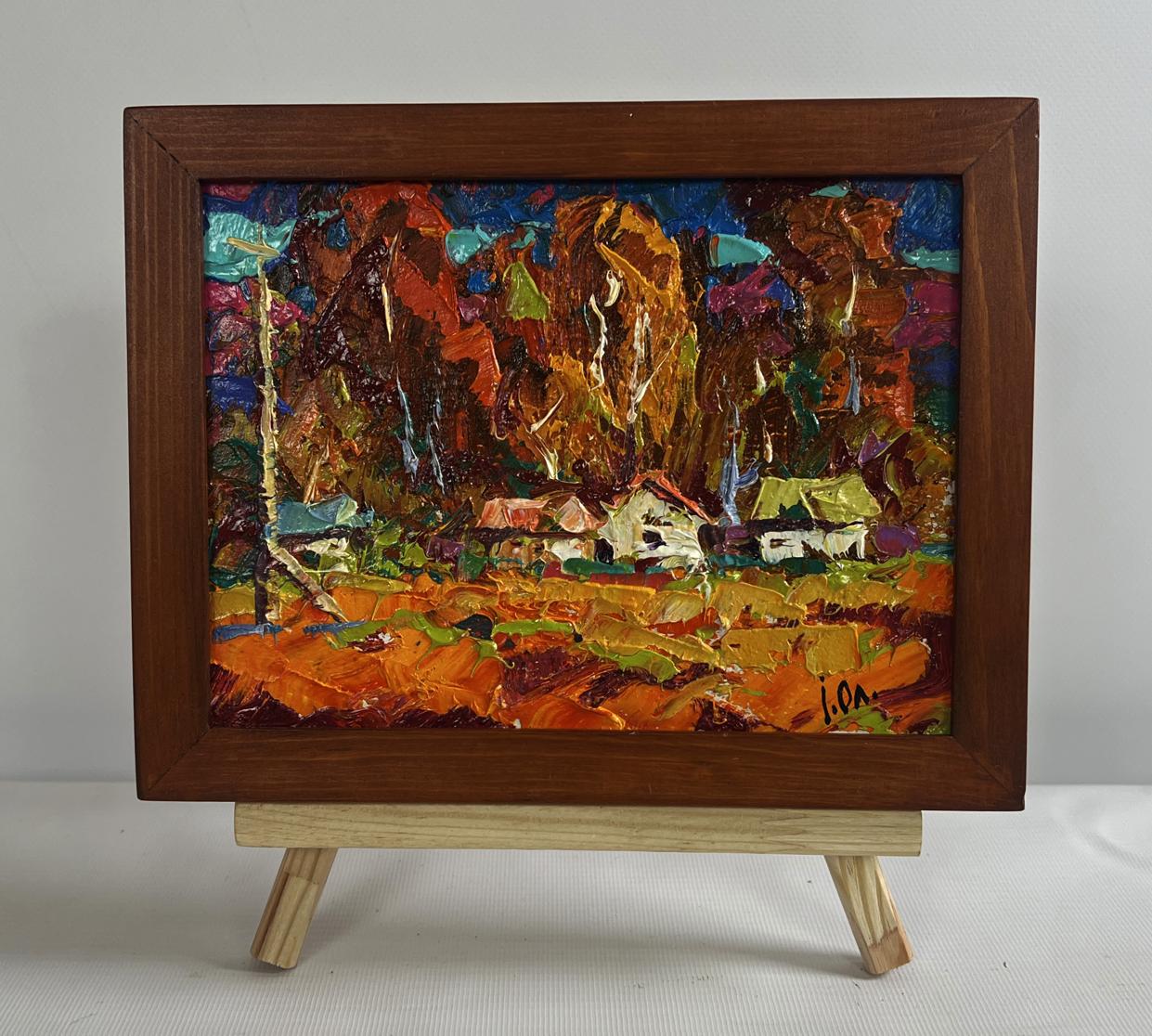 Oil painting Crimson autumn in the village by Oleksiy Ivanyuk