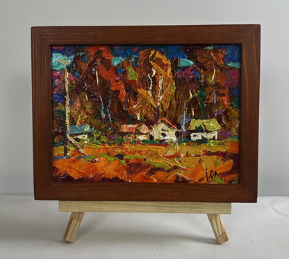 Oil painting Crimson autumn in the village by Oleksiy Ivanyuk