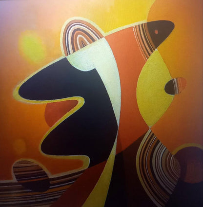 Oil painting Sunset by Alexander Strashevich with swirling orange stripes