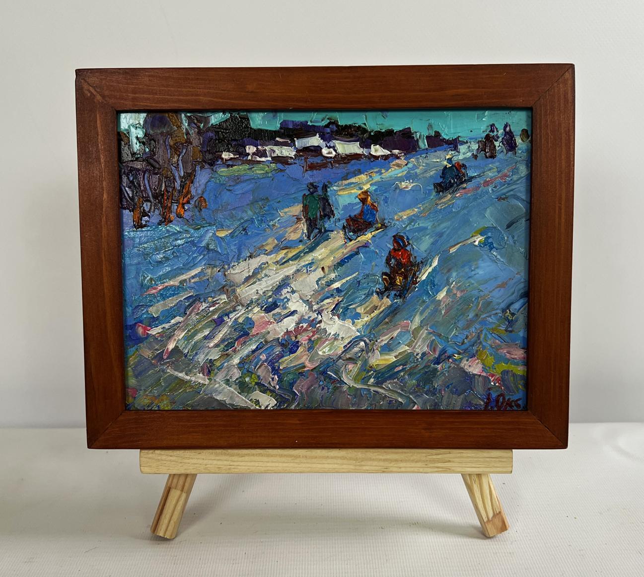 Oil painting Until the winter twilight by Oksana Ivanyuk in wooden frame