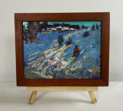 Oil painting Until the winter twilight by Oksana Ivanyuk in wooden frame