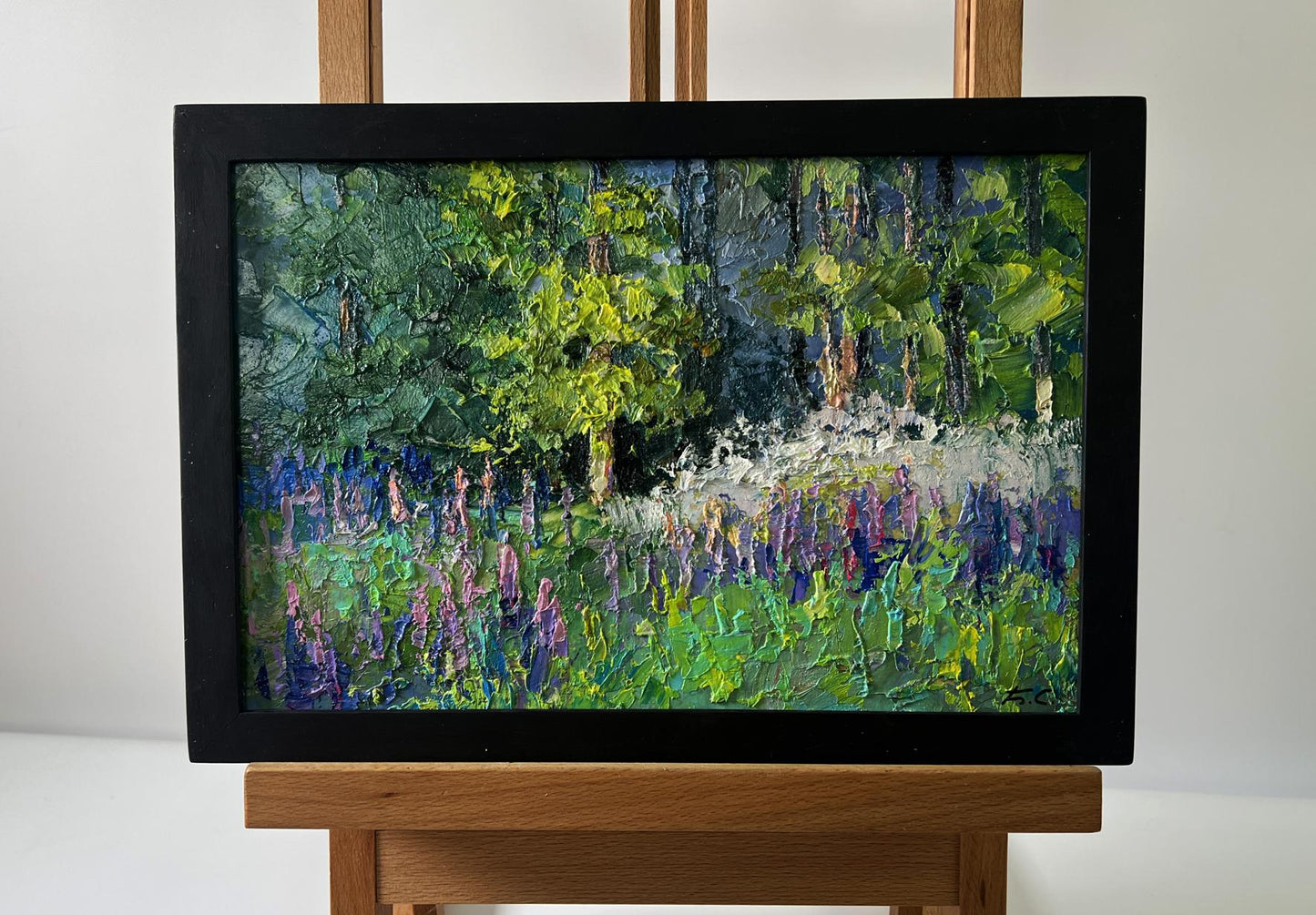 Oil painting The scent of summer forest by Boris Serdyuk in black frame