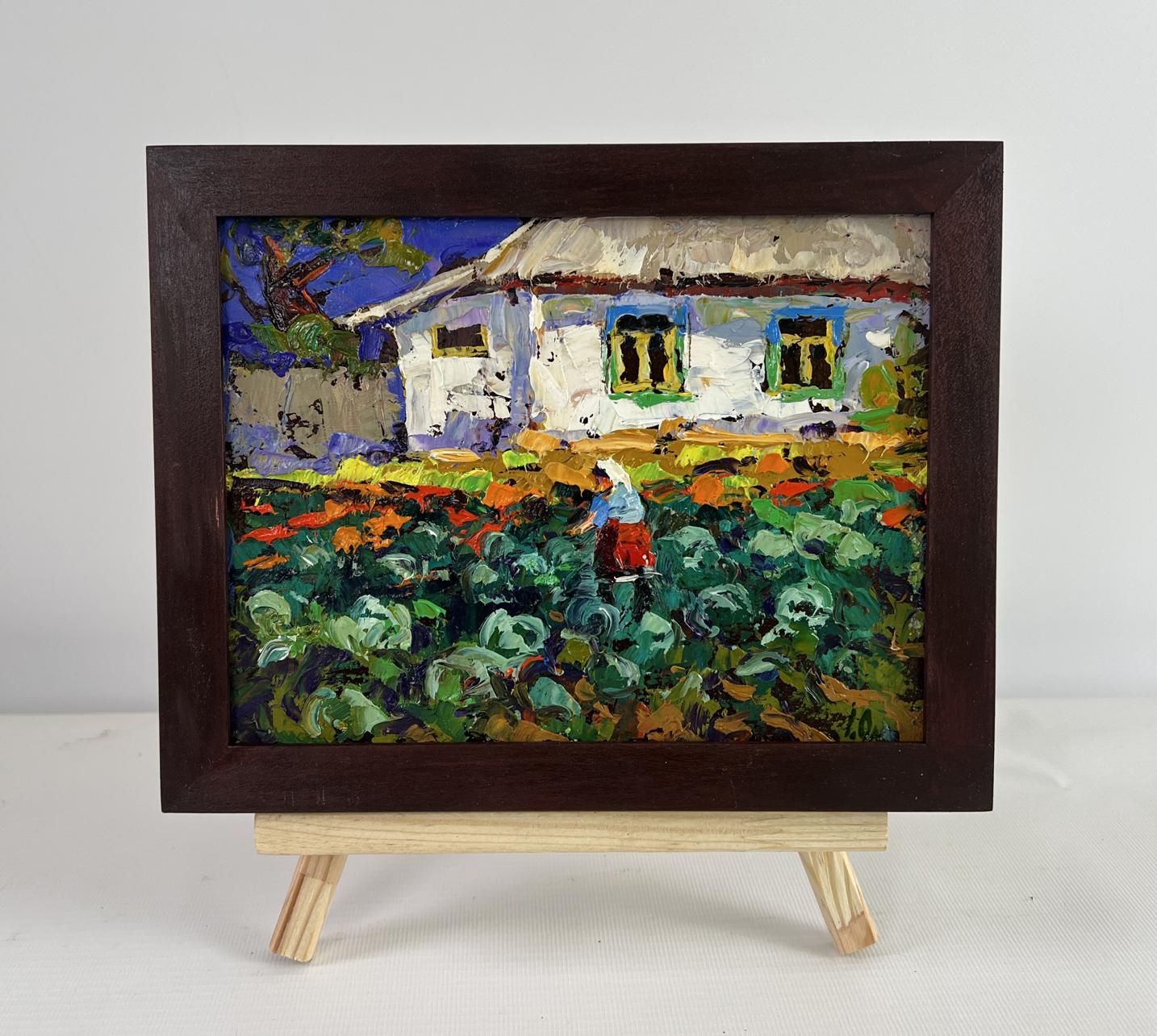 Oil painting The beds smell like home by Oleksiy Ivanyuk in wooden frame