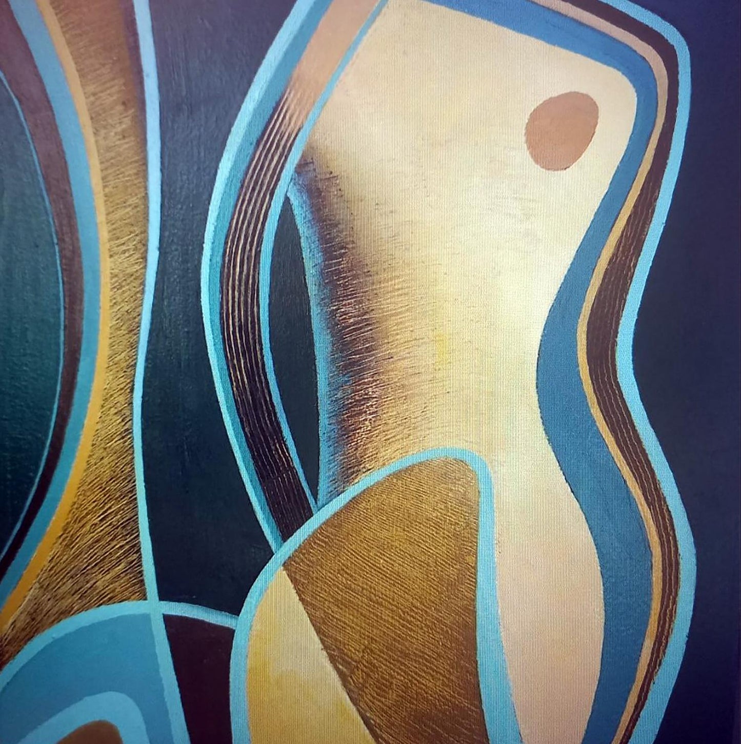 Oil painting Figure by Alexander Strashevich: abstract gold beige teal forms