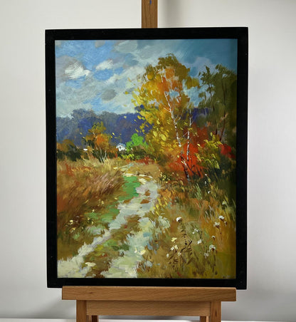 Oil painting Steps on an autumn meadow by Yuriy Suprunchuk