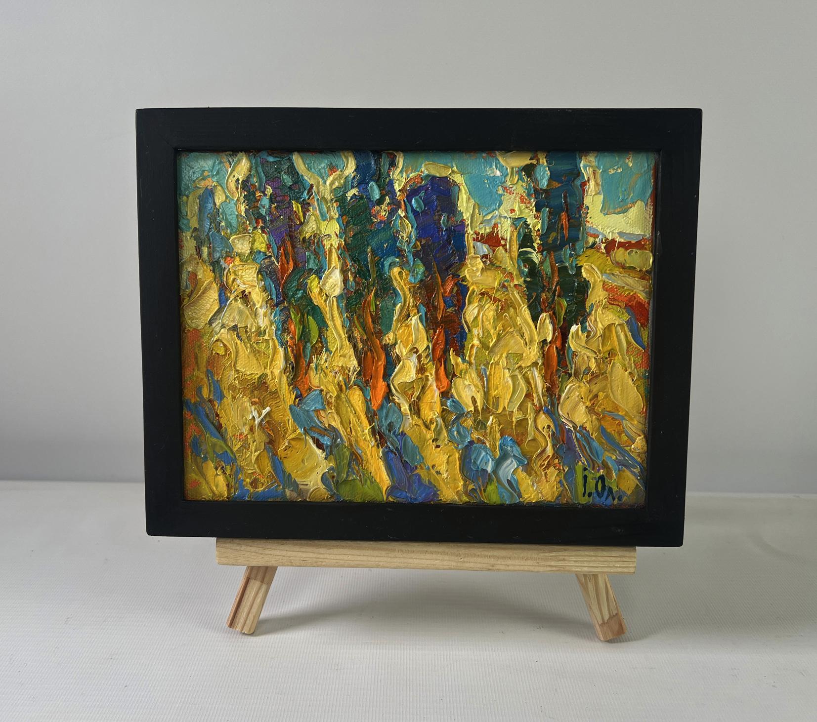 Oil painting Spring Silence by Oleksiy Ivanyuk in black frame