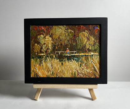 Framed impressionist oil painting Field and a river nearby by Oleksiy Ivanyuk