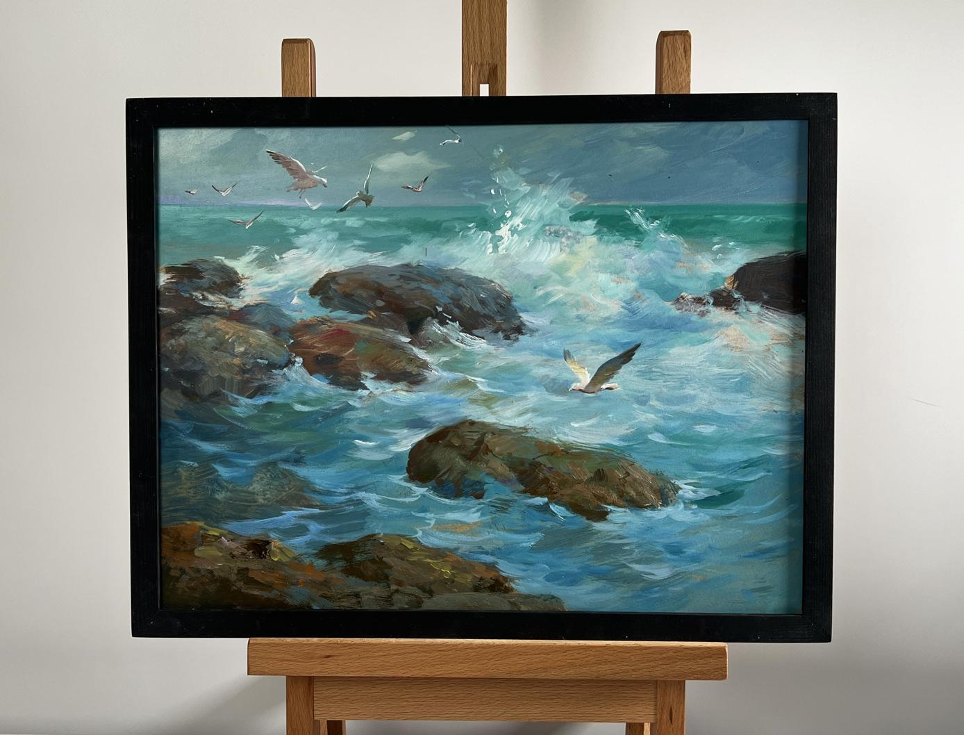 Oil painting Song of the Waves and Wind by Yuriy Suprunchuk in black frame