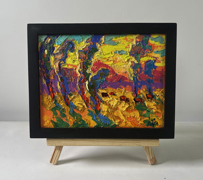 Oil painting Silence settles on the field and sky by Oleksiy Ivanyuk in black frame