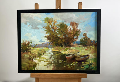 Oil painting A moment of silence by the river by Yuriy Suprunchuk