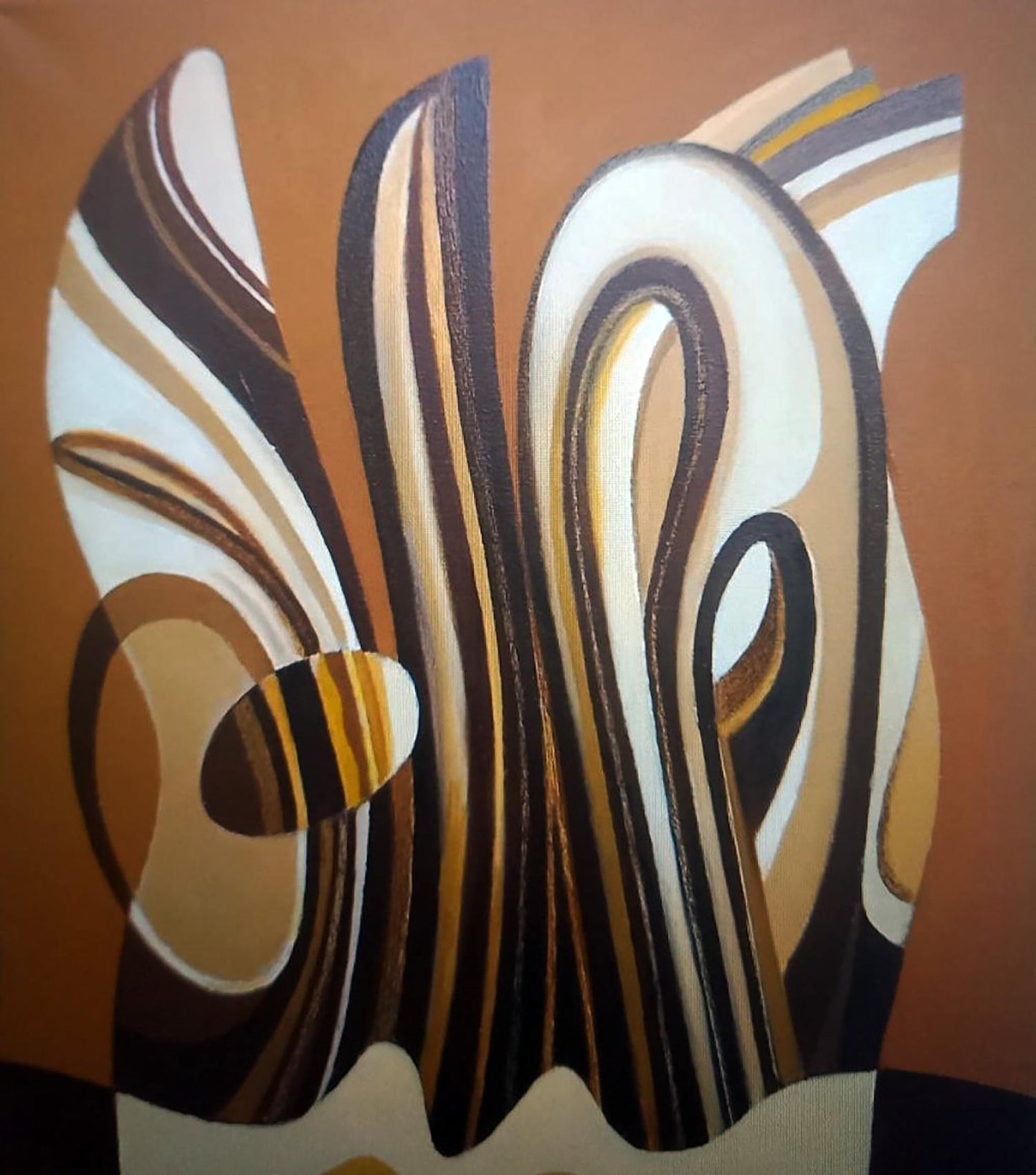 Oil painting Plasticity of Forms by Alexander Strashevich, abstract brown stripes