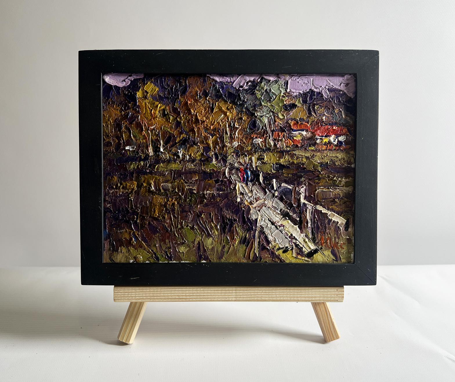 Oil painting To the Other Side of the River by Oksana Ivanyuk in black frame