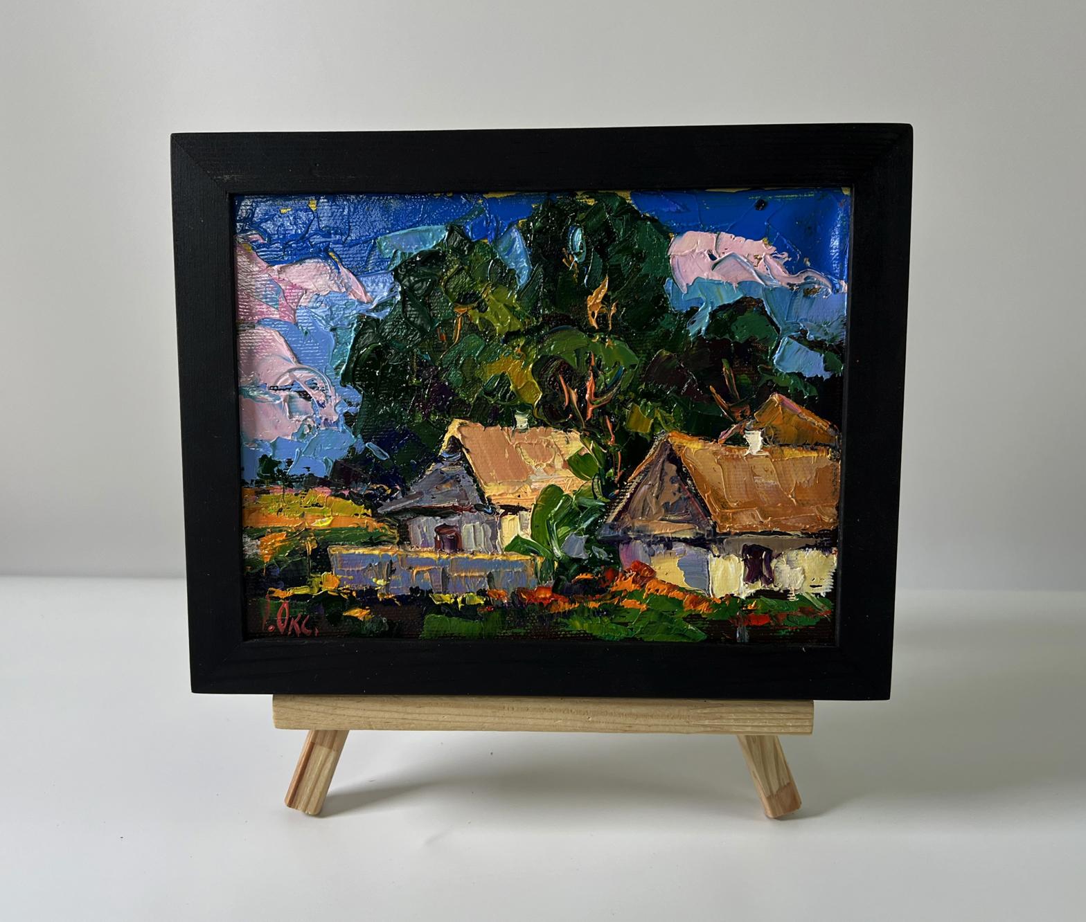 Oil painting Summer days in the village by Oksana Ivanyuk on wooden easel