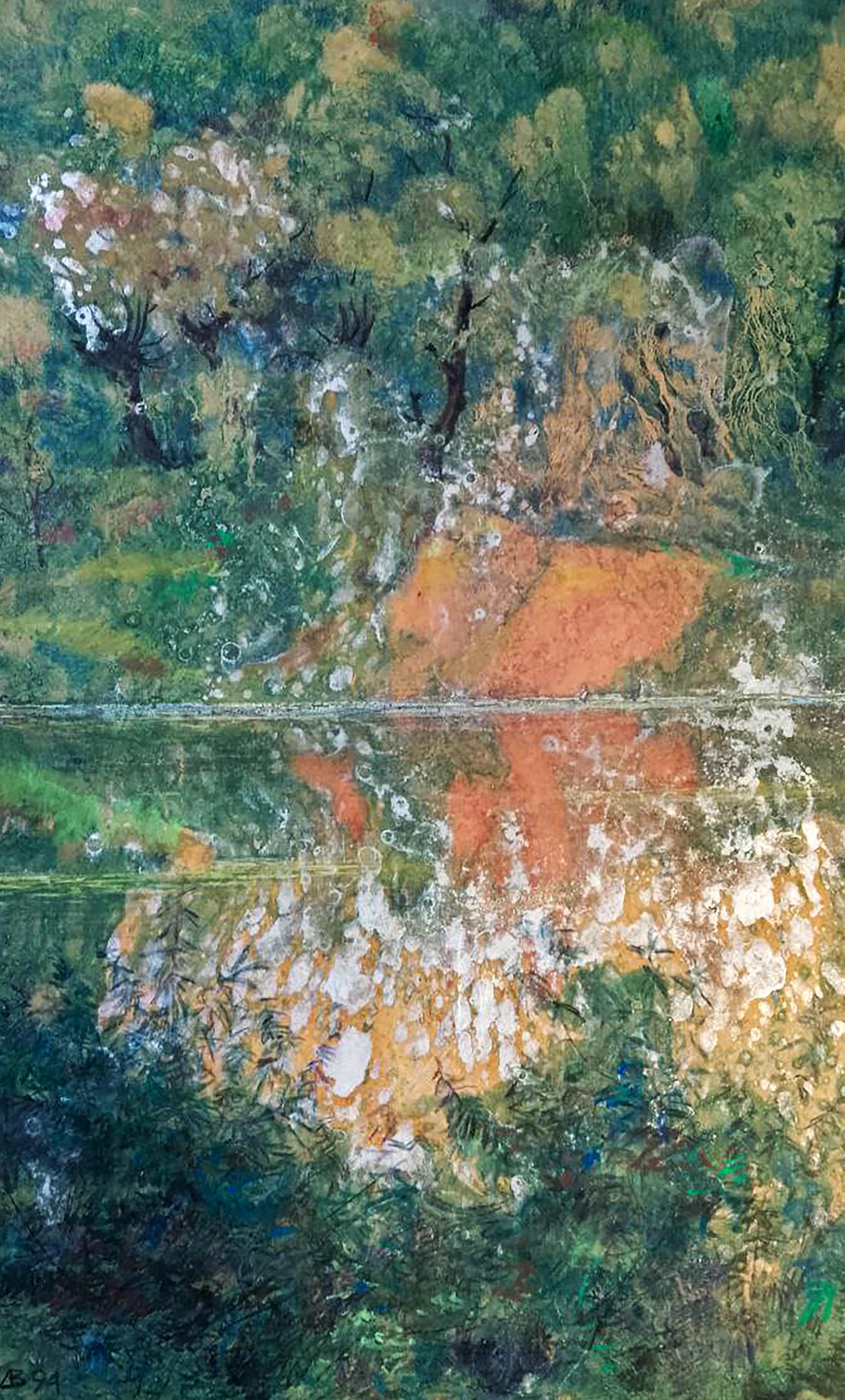 Abstract textured oil painting Drops of the River by Vitaly Duhnevich
